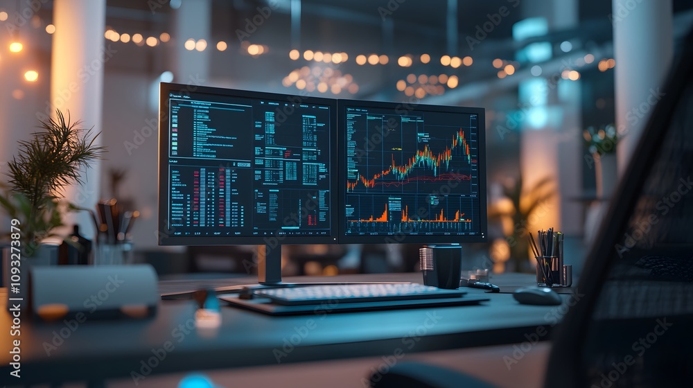 A workspace integrating 3D glowing cross-border transaction paths with 2D financial breakdowns. 4k resolution, Cinematic Scene A workspace integrating 3D glowing cross-border transaction paths with 2D financial breakdowns. 4k resolution, Cinematic Scene