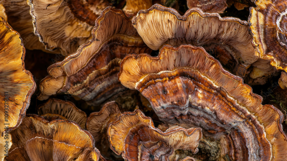 Close-Up of Textured Wild Mushrooms, texture, earthiness, resilience, foraging