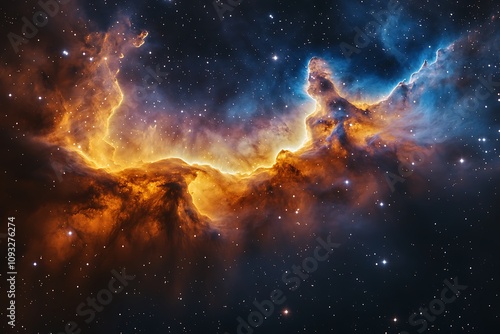 A breathtaking view of a nebula in deep space, filled with stars and glowing gas.