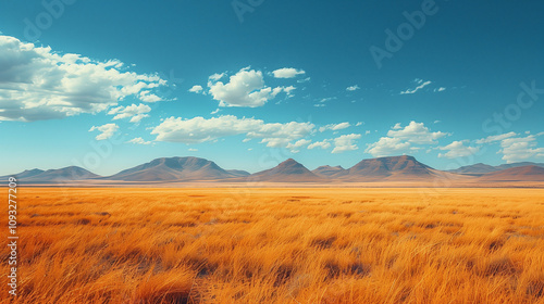 Australia Day celebration in the Australian outback showcasing rolling hills and golden grass under a bright sky