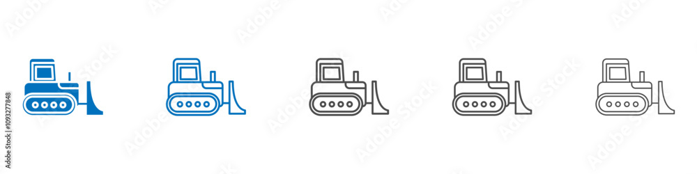 Bulldozer icon vector set collection for web Bulldozer icon vector set collection for web