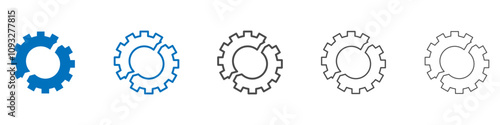 Broken gear icon vector set collection for web