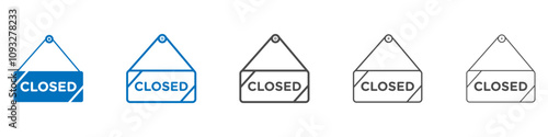 Closed sign icon vector set collection for web