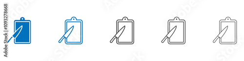 Cutting board with knife vector set collection for web