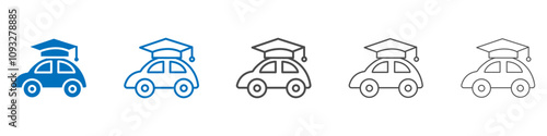 Driving school icon vector set collection for web