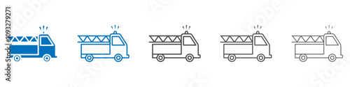 Fire truck icon vector set collection for web