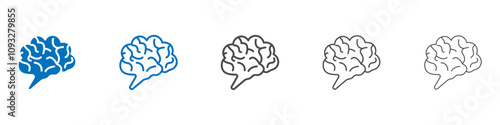 Human brain icon vector set collection for web