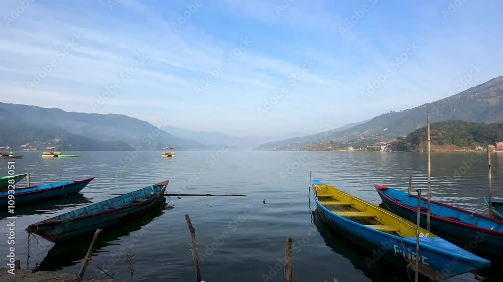 Landscape view of Phewa Lake in Pokhara, Nepal. Landscape view of Phewa Lake in Pokhara, Nepal.