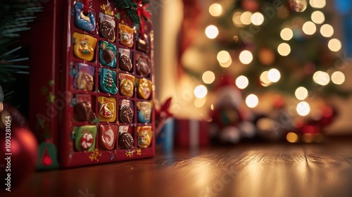 Wallpaper Mural Christmas Advent Calendar With Chocolate Treats Near Tree Torontodigital.ca