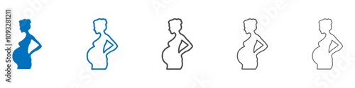 Pregnant woman icon vector set collection for web