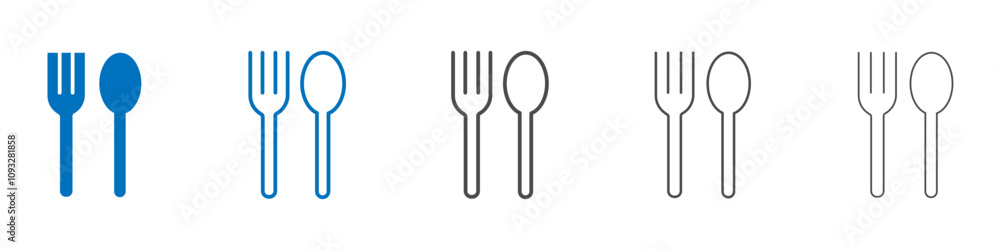 Spoon and fork icon vector set collection for web Spoon and fork icon vector set collection for web