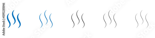 Smoke steam silhouette icon vector set collection for web