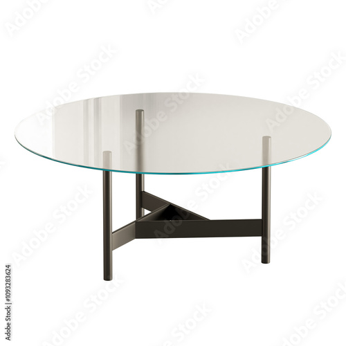 A glass table with a black frame