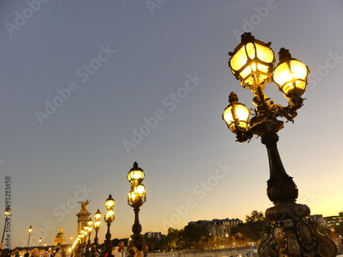 Lamppost Pont Alexandre III Paris sunset photo