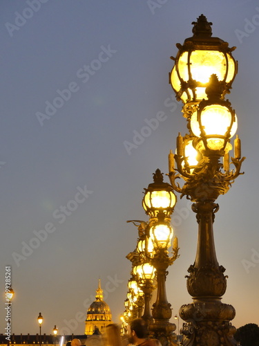 Lamppost Pont Alexandre III Paris sunset photo