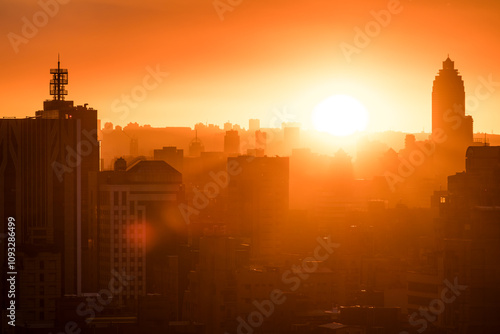 Sun and a heat wave in the city Taipei, Taiwan photo