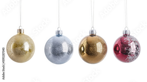 colorful christmas balls on white background