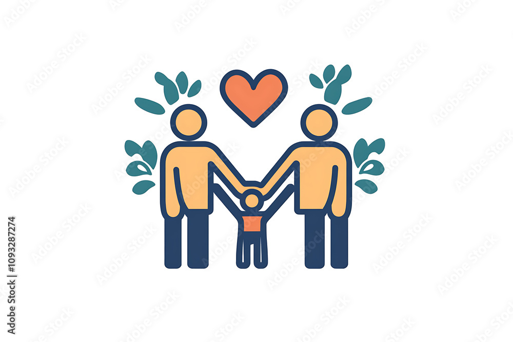 Icon of a family holding hands, symbolizing unity, care, and emotional connection.