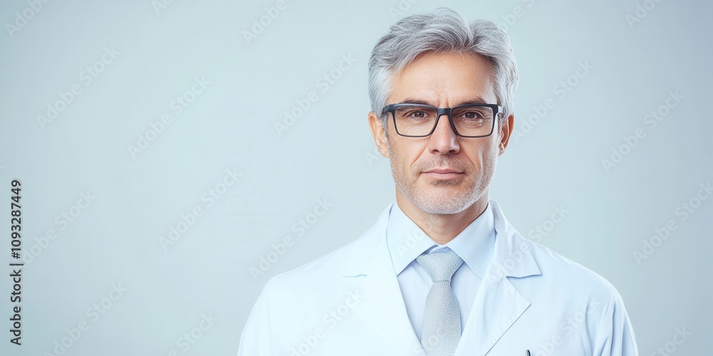 Professional doctor in a lab coat, looking confident and approachable in a clinic. Professional doctor in a lab coat, looking confident and approachable in a clinic.