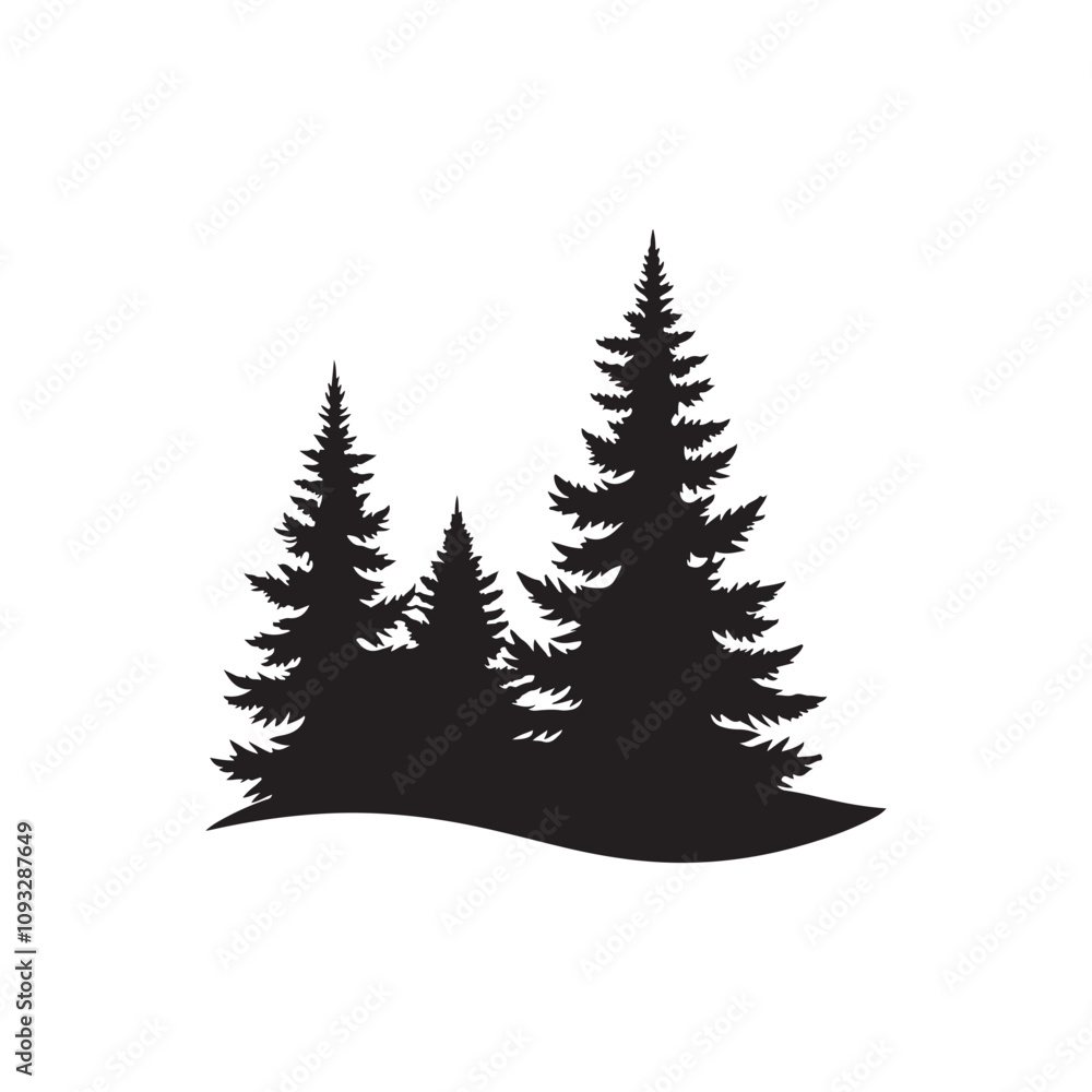 pine tree silhouette vector icon set flat design illustrations pine tree silhouette vector icon set flat design illustrations