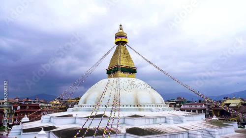 Landscape view of Boudhanath Stupa in Kathmandu, Nepal. photo