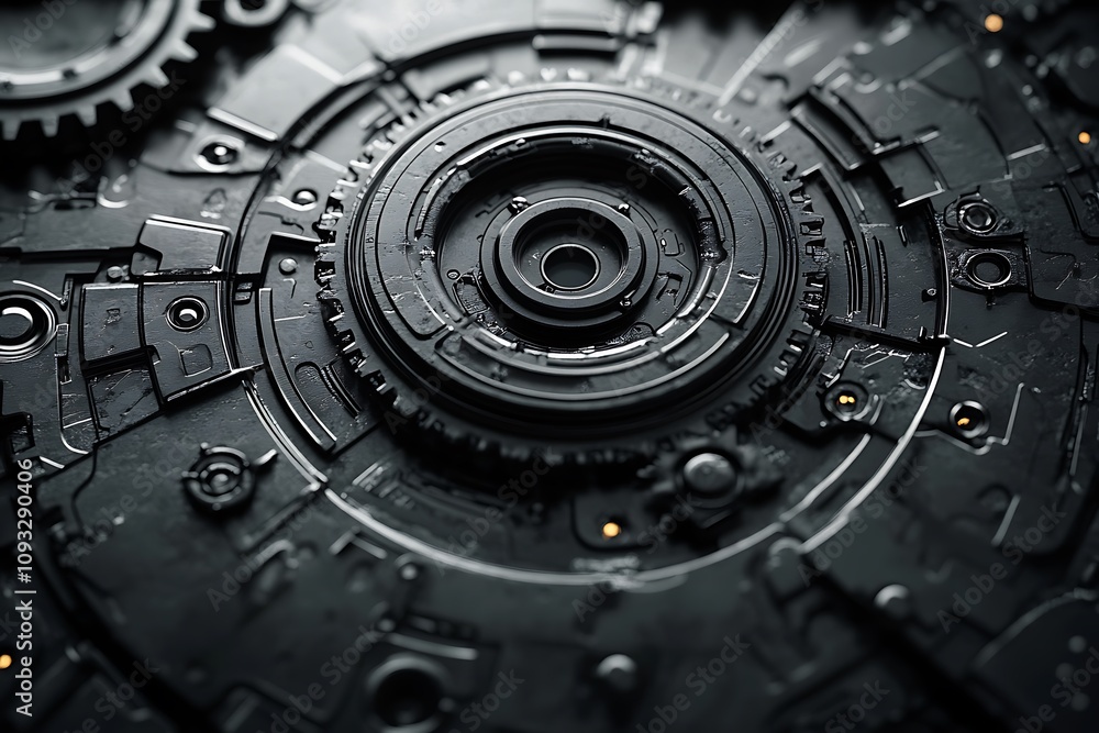 Close-up of intricate metallic gears and machinery Close-up of intricate metallic gears and machinery