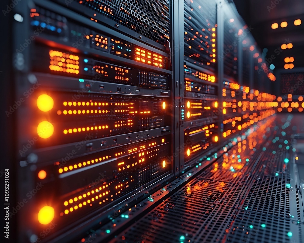 Futuristic Digital Server Racks with Glowing DNA Strands for Futuristic Data Storage and Computing Futuristic Digital Server Racks with Glowing DNA Strands for Futuristic Data Storage and Computing