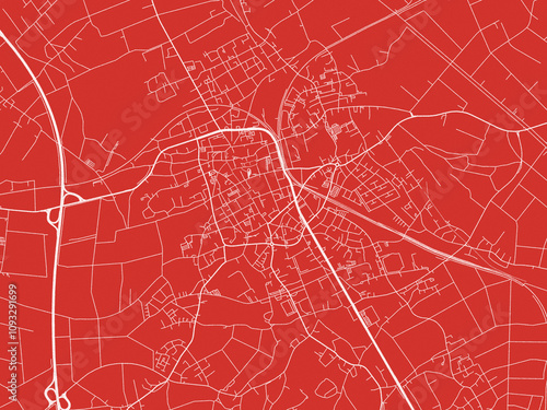 Christmas Map of Viersen, Germany in Snowy White on Festive Red Background. photo