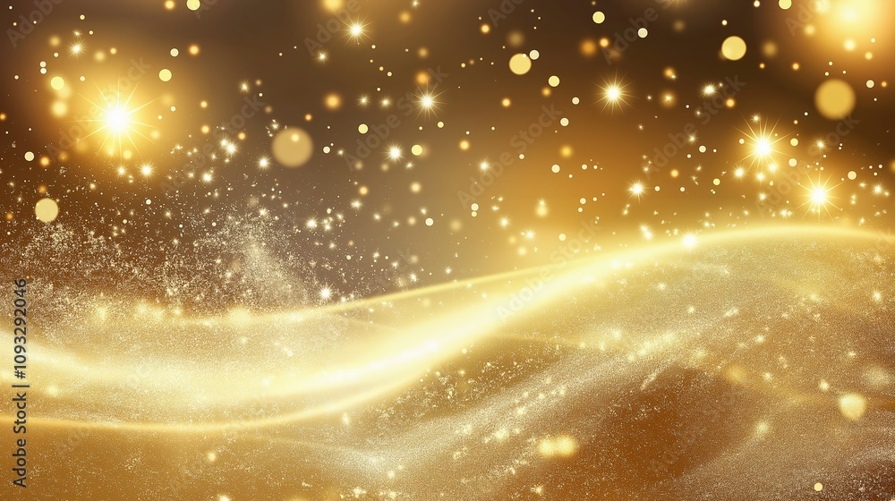 Abstract golden background with bokeh effect and shining defocused glitters. Festive gold texture for Christmas, New Year, birthday, celebration, greeting, victory, success, magic party. Abstract golden background with bokeh effect and shining defocused glitters. Festive gold texture for Christmas, New Year, birthday, celebration, greeting, victory, success, magic party.