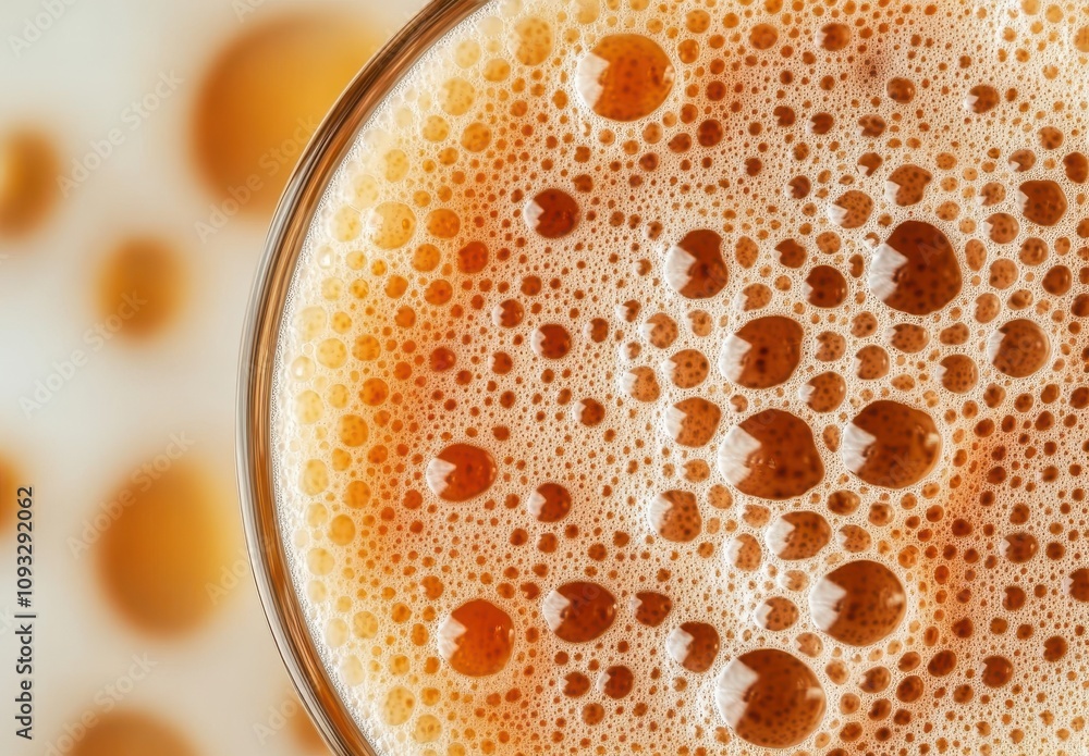 Close-Up View of Golden Beer Foam with Bubbles in a Glass Creating a Refreshing and Inviting Beverage Visual for Any Occasion or Celebration Close-Up View of Golden Beer Foam with Bubbles in a Glass Creating a Refreshing and Inviting Beverage Visual for Any Occasion or Celebration