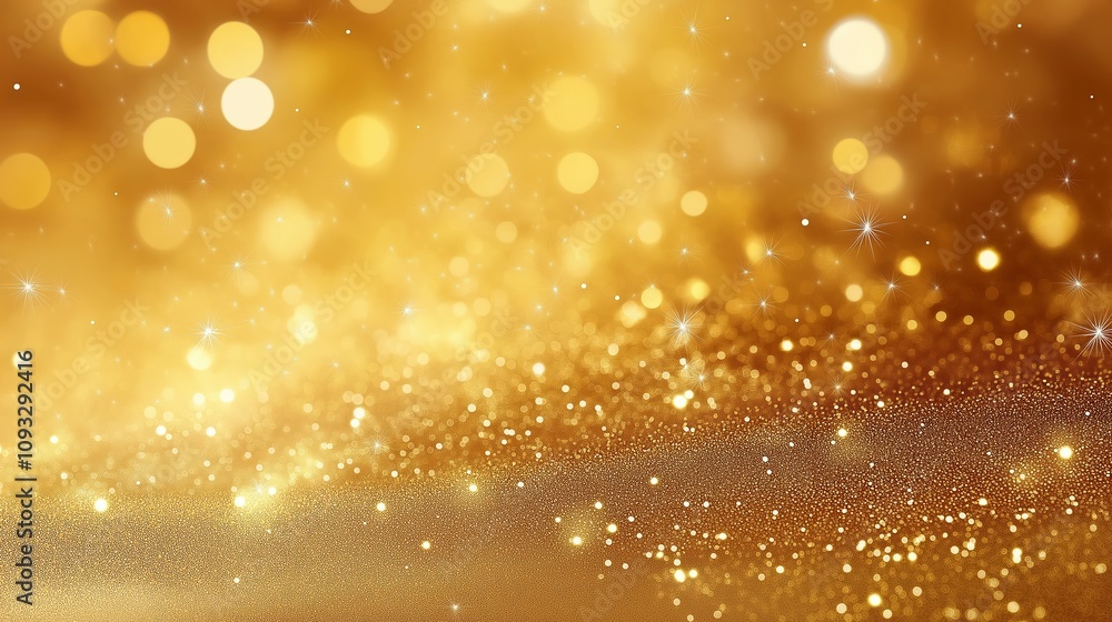 Abstract golden background with bokeh effect and shining defocused glitters. Festive gold texture for Christmas, New Year, birthday, celebration, greeting, victory, success, magic party. Abstract golden background with bokeh effect and shining defocused glitters. Festive gold texture for Christmas, New Year, birthday, celebration, greeting, victory, success, magic party.