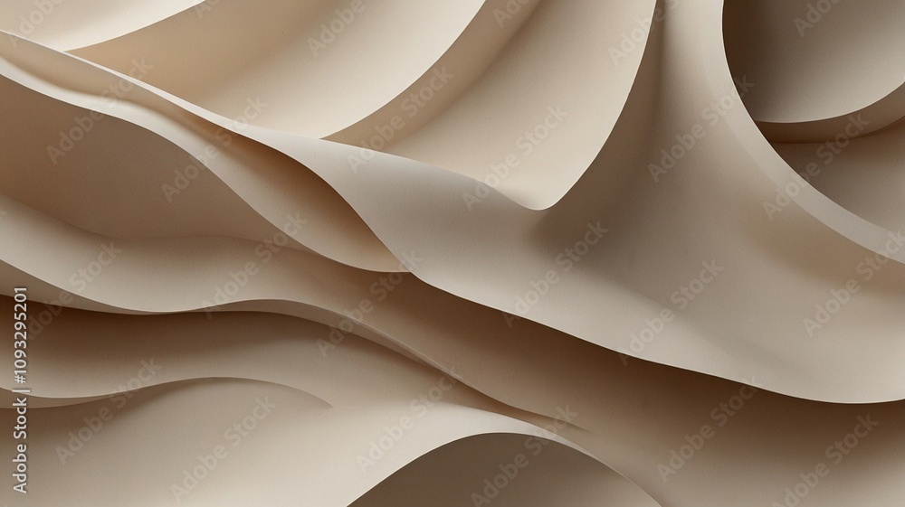 Abstract Modern Wavy Sculpture on Beige and White Organic Background Abstract Modern Wavy Sculpture on Beige and White Organic Background