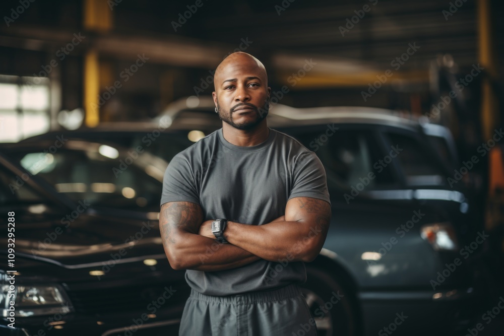 Smiling portrait of a middle aged car mechanic