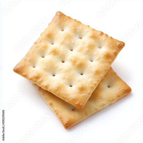 Saltine crackers isolated on white background photo