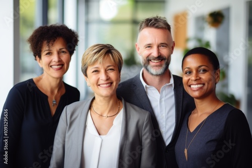 Group portrait of a middle aged business people team in office