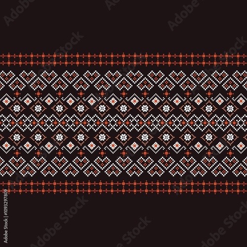 Ethnic Figure aztec pixel style. Geometric ikat oriental traditional art pattern.Design for ethnic background,wallpaper,fashion,clothing,wrapping,fabric,element,sarong,graphic,vector illustration