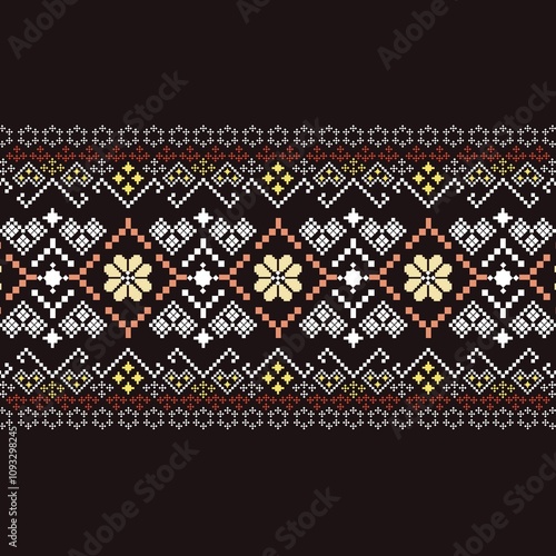 Ethnic Figure aztec pixel style. Geometric ikat oriental traditional art pattern.Design for ethnic background,wallpaper,fashion,clothing,wrapping,fabric,element,sarong,graphic,vector illustration