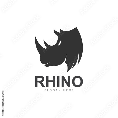 rhino head silhouette logo icon vector illustration template photo