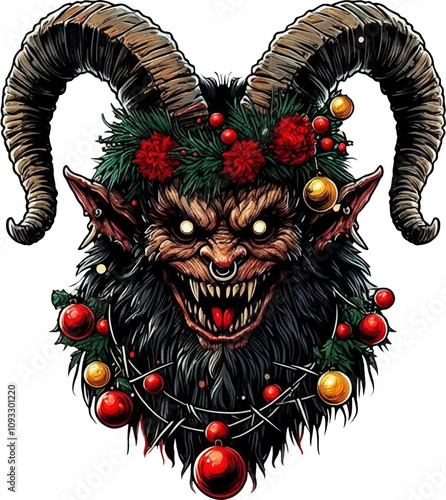 vector illustration of Christmas Krumpus, isolated on the white background photo