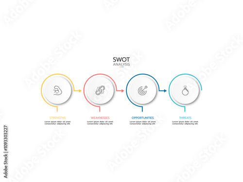 Informative circular process with thin line icons. Instructional graphics with 4 steps.