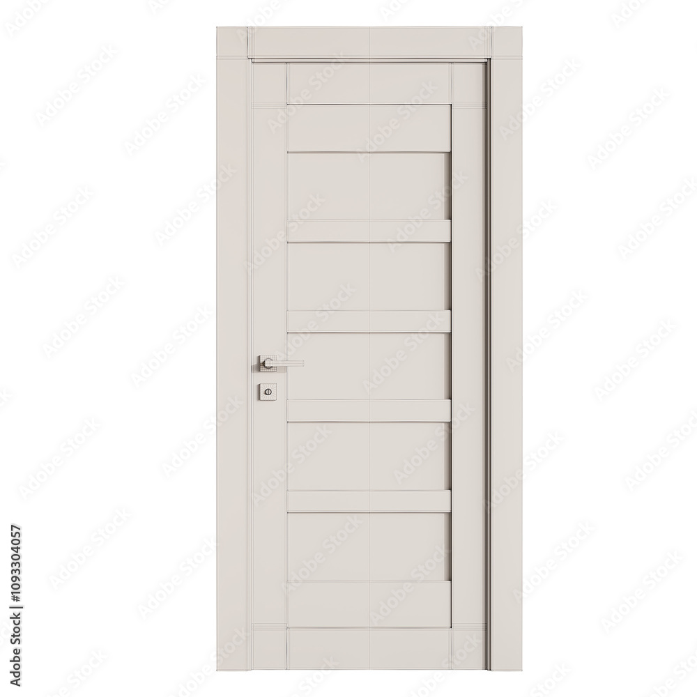 A white door with a silver handle and a silver lock A white door with a silver handle and a silver lock