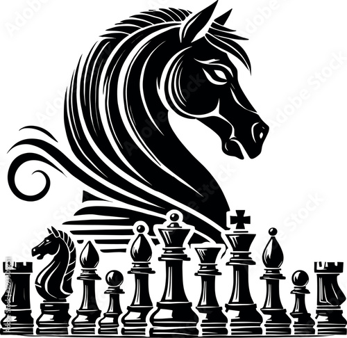Chess Knight Vector Black Silhouette Cricut Design for T-Shirt