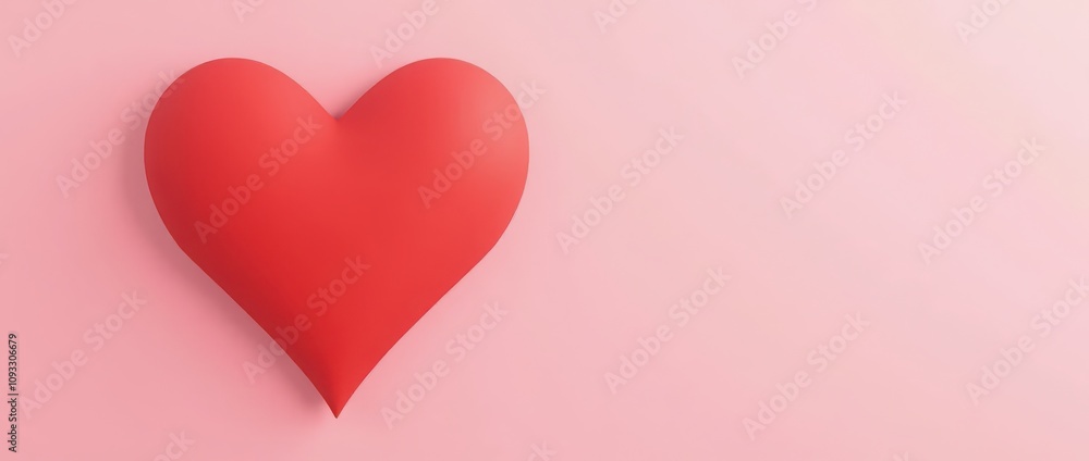 Red heart symbol on a soft pink background, conveying love, romance, and affection. Perfect for themes related to Valentine's Day and romantic occasions, background with copy space Red heart symbol on a soft pink background, conveying love, romance, and affection. Perfect for themes related to Valentine's Day and romantic occasions, background with copy space