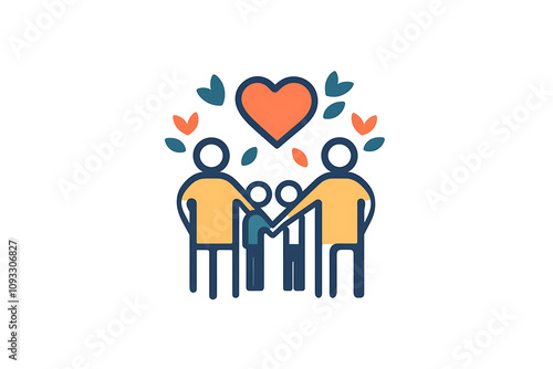  Icon of a family holding hands, symbolizing unity, care, and emotional connection. 