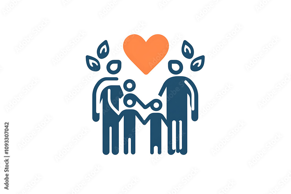 Icon of a family holding hands, symbolizing unity, care, and emotional connection. Icon of a family holding hands, symbolizing unity, care, and emotional connection.