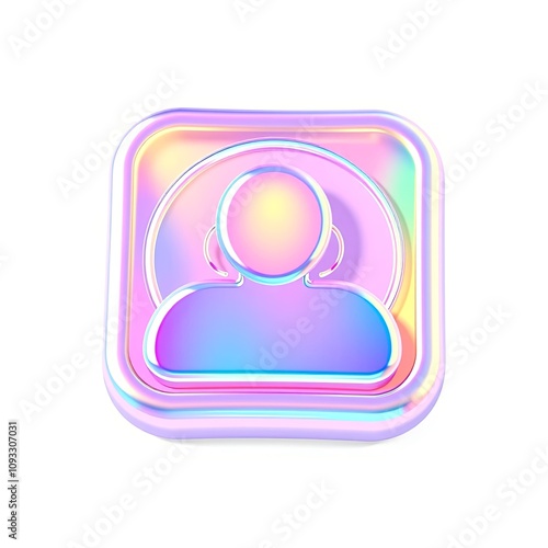 3D Holographic Membership Icon with Iridescent Color Shift for Joyful Design, Copy Space for Text