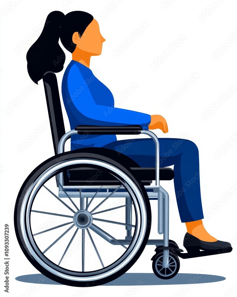 Woman in Wheelchair Disability Accessibility Inclusion Profile View Woman in Wheelchair Disability Accessibility Inclusion Profile View