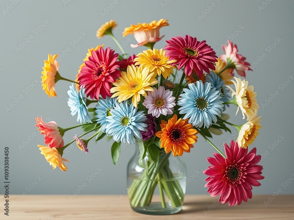 A beautiful arrangement of colorful flowers in a vase, pastel, varieties, bouquets A beautiful arrangement of colorful flowers in a vase, pastel, varieties, bouquets