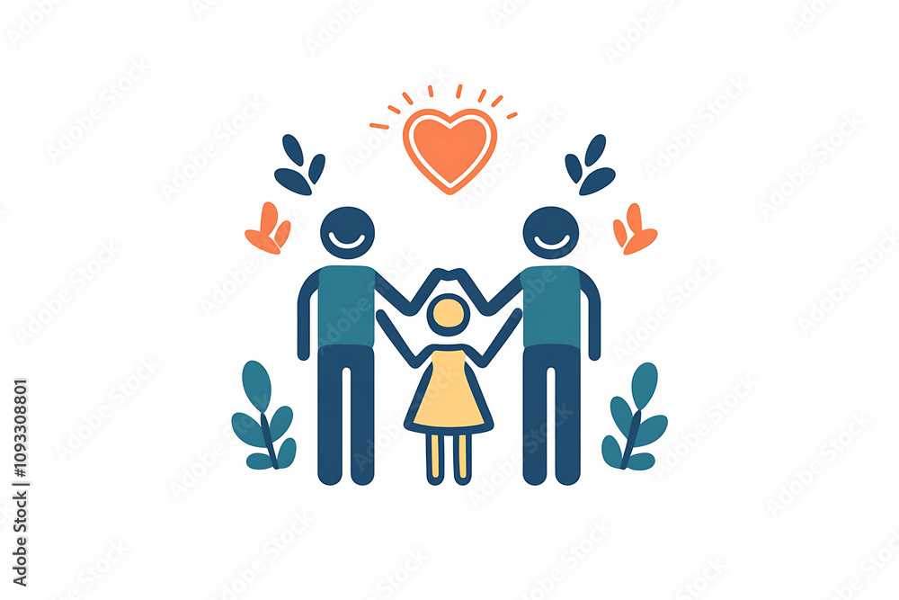Icon of a family holding hands, symbolizing unity, care, and emotional connection. Icon of a family holding hands, symbolizing unity, care, and emotional connection.