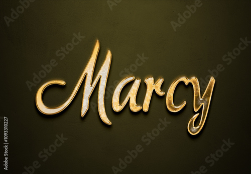 Canvastavla Old gold text effect of name Marcy with 3D glossy style Mockup.